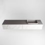 Mondiaz ERIN 200cm badmeubelset onderkast kleur carrara met 2 lades Wastafel RIDGE rechts zonder kraangaten kleur Dark grey ERIN12240 - Thumbnail 4