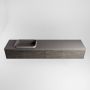 Mondiaz ERIN 200cm badmeubelset onderkast kleur Dark brown met 2 lades Wastafel RIDGE links zonder kraangaten kleur Dark grey ERIN12103 - Thumbnail 4