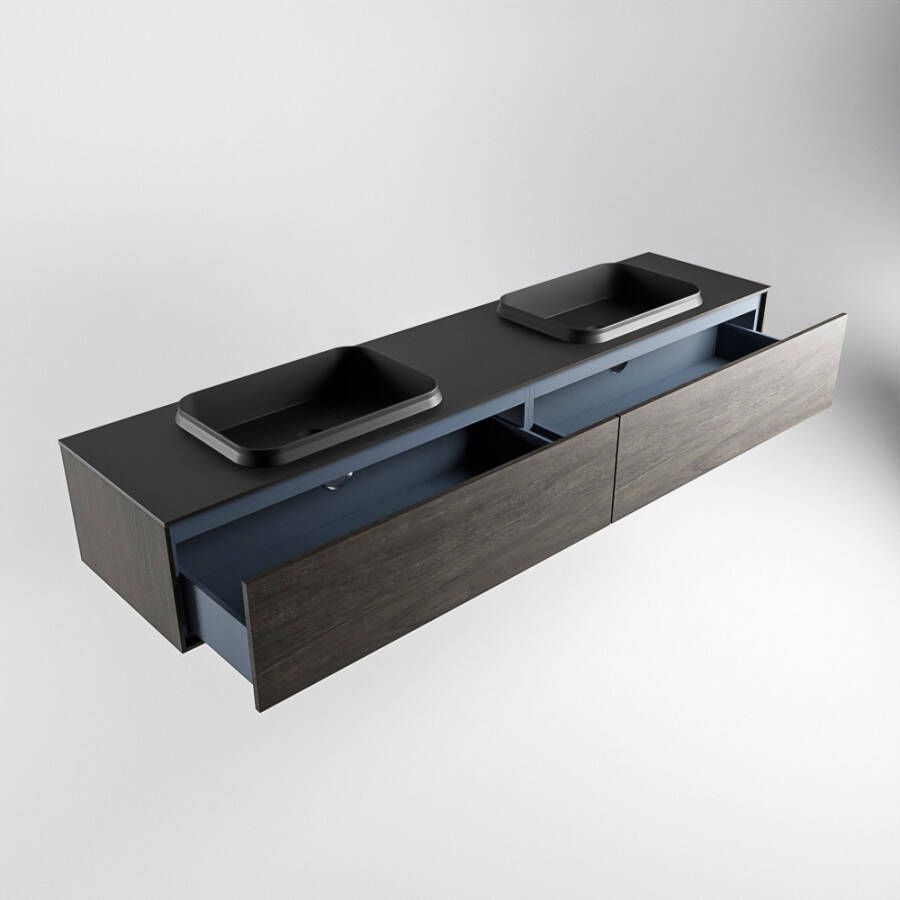 Mondiaz Erin badmeubel 200cm Dark Brown Ridge wastafel Urban Dubbel zonder kraangat