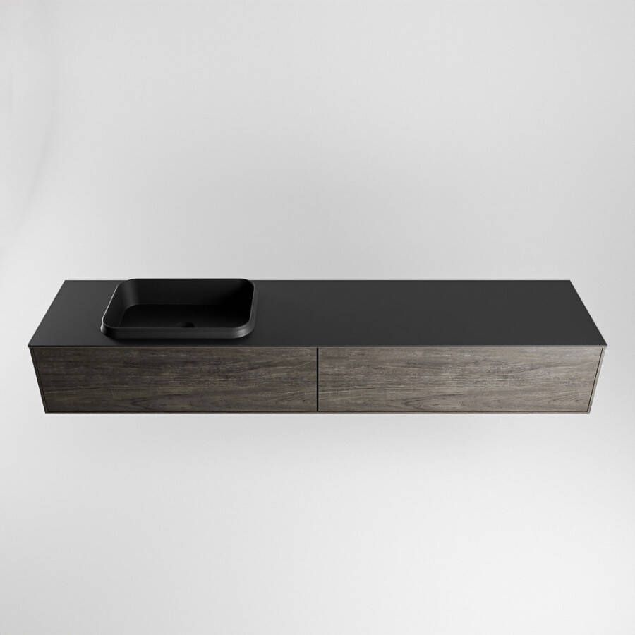 Mondiaz Erin badmeubel 200cm Dark Brown Ridge wastafel Urban Links zonder kraangat