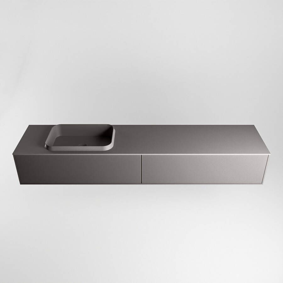Mondiaz Erin badmeubel 200cm Dark Grey Ridge wastafel Dark Grey Links zonder kraangat