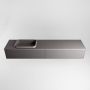Mondiaz Badkamermeubelset Erin 200 cm met 2 Lades met RIDGE Wastafel Links Dark grey Zonder Kraangaten Greeploos Mat Dark Grey - Thumbnail 4