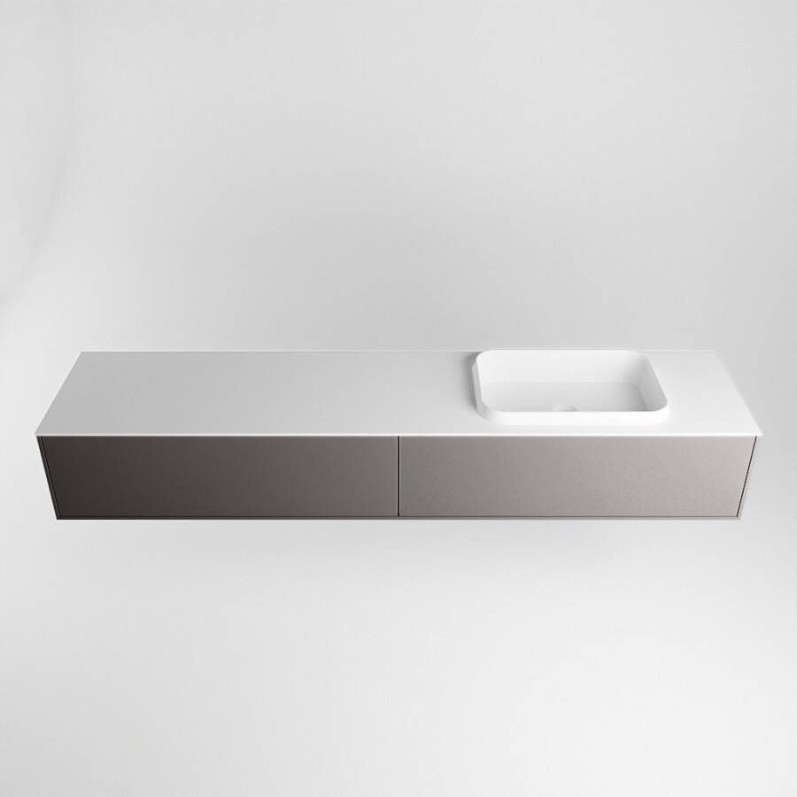 Mondiaz Erin badmeubel 200cm Dark Grey Ridge wastafel Talc Rechts zonder kraangat