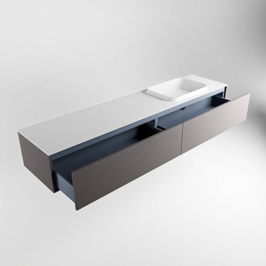 Mondiaz Erin badmeubel 200cm Dark Grey Ridge wastafel Talc Rechts zonder kraangat