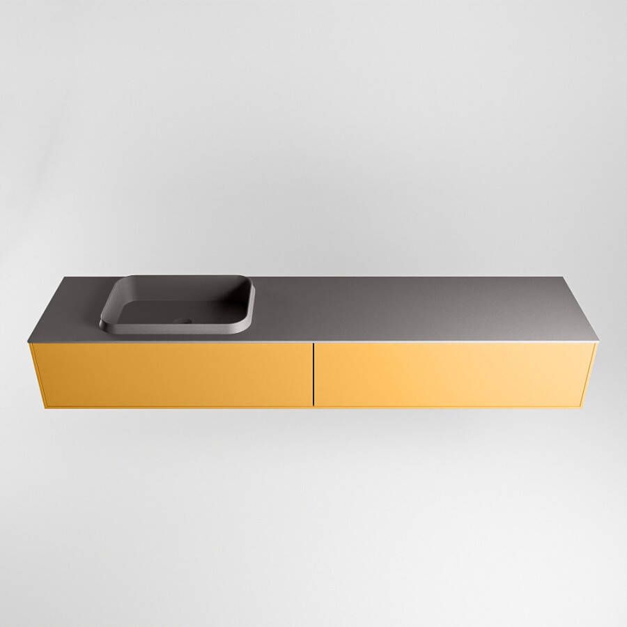 Mondiaz Erin badmeubel 200cm Ocher Ridge wastafel Dark Grey Links zonder kraangat