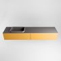 Mondiaz ERIN 200cm badmeubelset onderkast kleur Ocher met 2 lades Wastafel RIDGE links zonder kraangaten kleur Dark grey ERIN11933 - Thumbnail 4