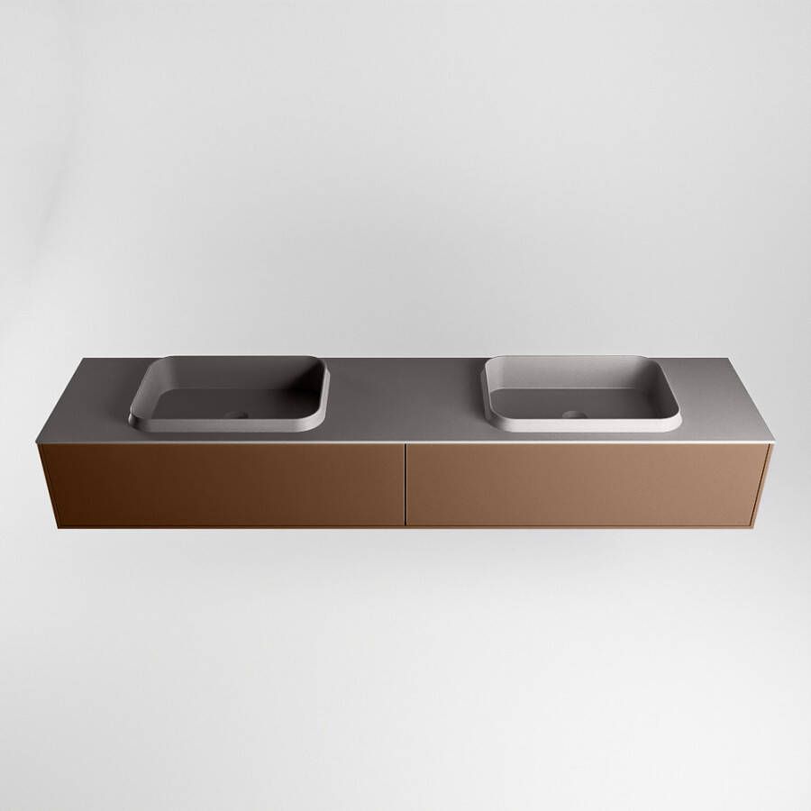 Mondiaz Erin badmeubel 200cm Rust Ridge wastafel Dark Grey Dubbel zonder kraangat