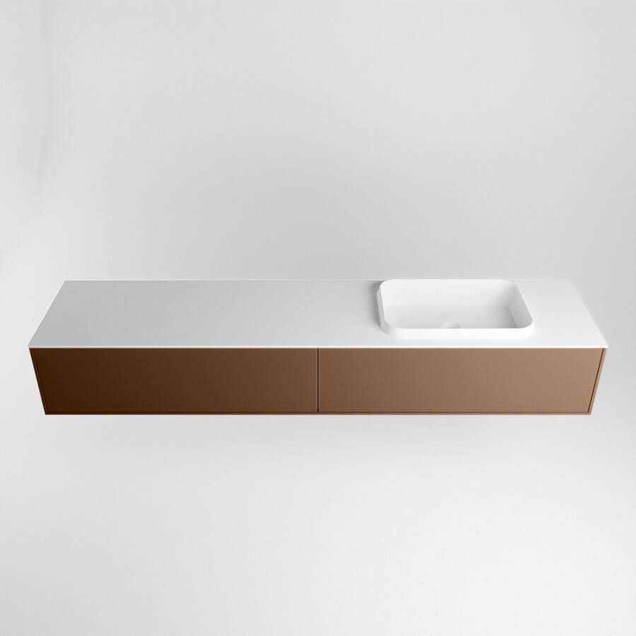 Mondiaz Erin badmeubel 200cm Rust Ridge wastafel Talc Rechts met 1 kraangat