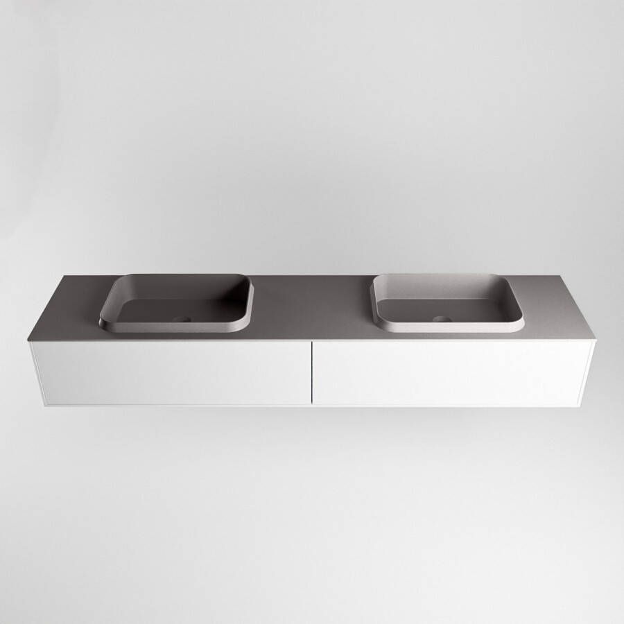 Mondiaz Erin badmeubel 200cm Talc Ridge wastafel Dark Grey Dubbel zonder kraangat