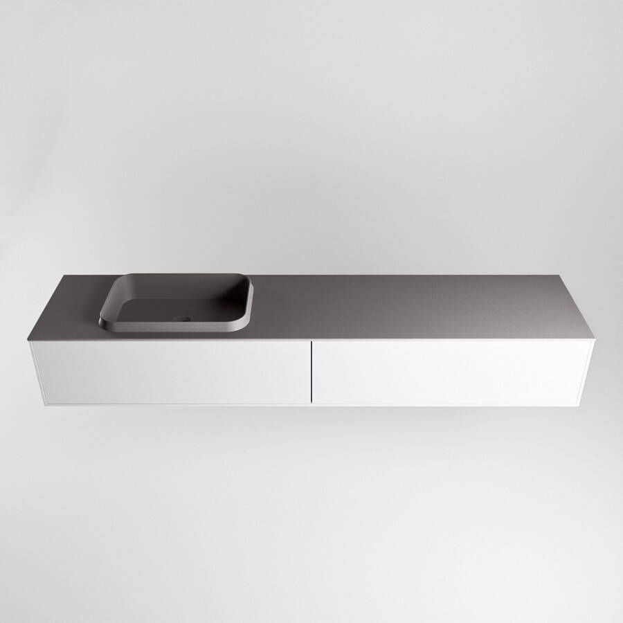 Mondiaz Erin badmeubel 200cm Talc Ridge wastafel Dark Grey Links zonder kraangat
