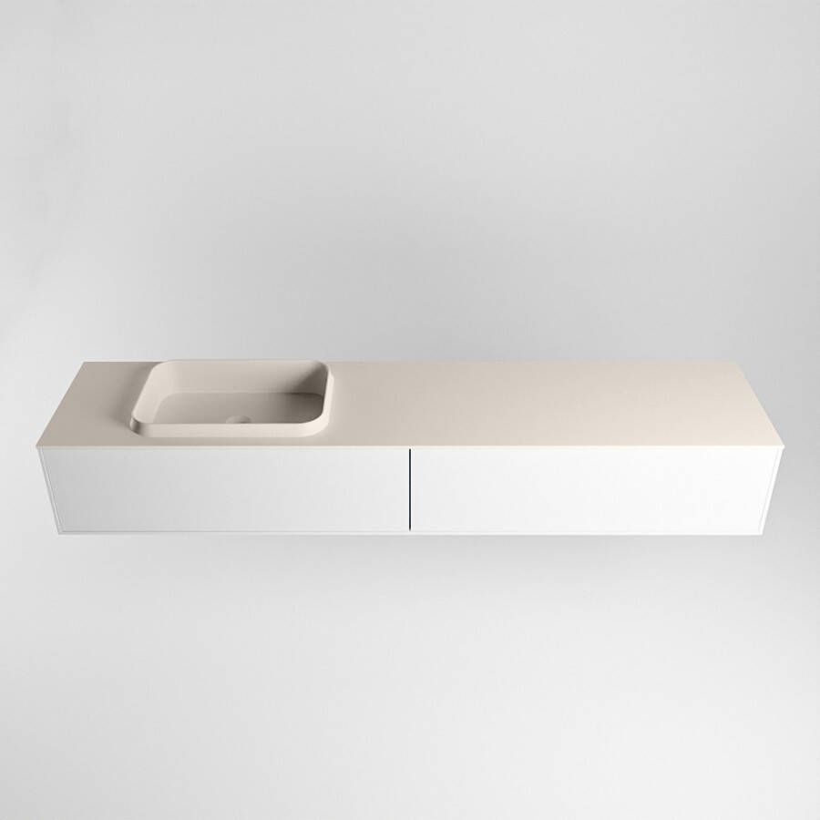 Mondiaz Erin badmeubel 200cm Talc Ridge wastafel Linen Links met 1 kraangat