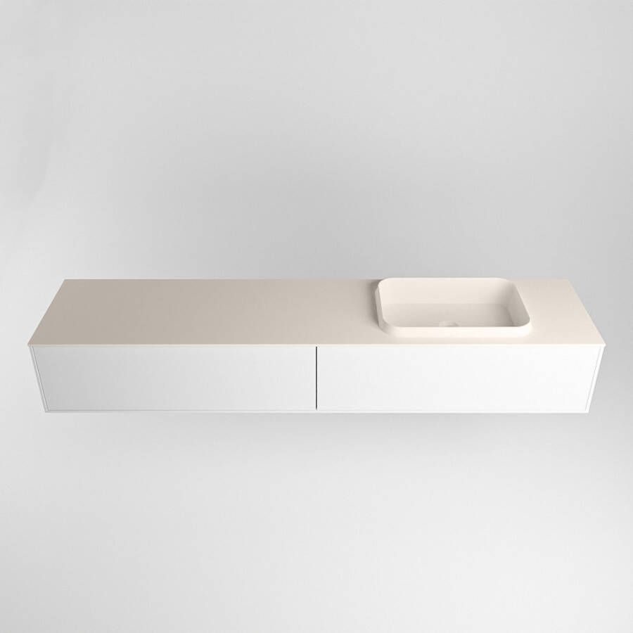 Mondiaz Erin badmeubel 200cm Talc Ridge wastafel Linen Rechts met 1 kraangat