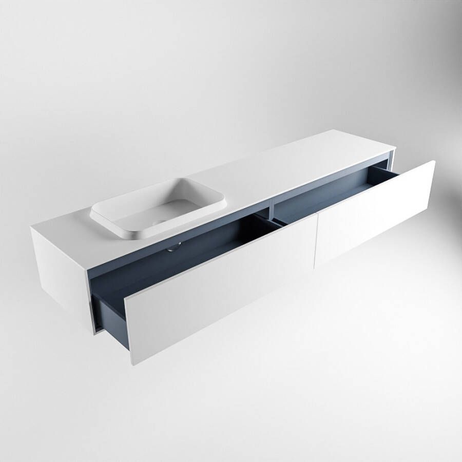 Mondiaz Erin badmeubel 200cm Talc Ridge wastafel Talc Links met 1 kraangat