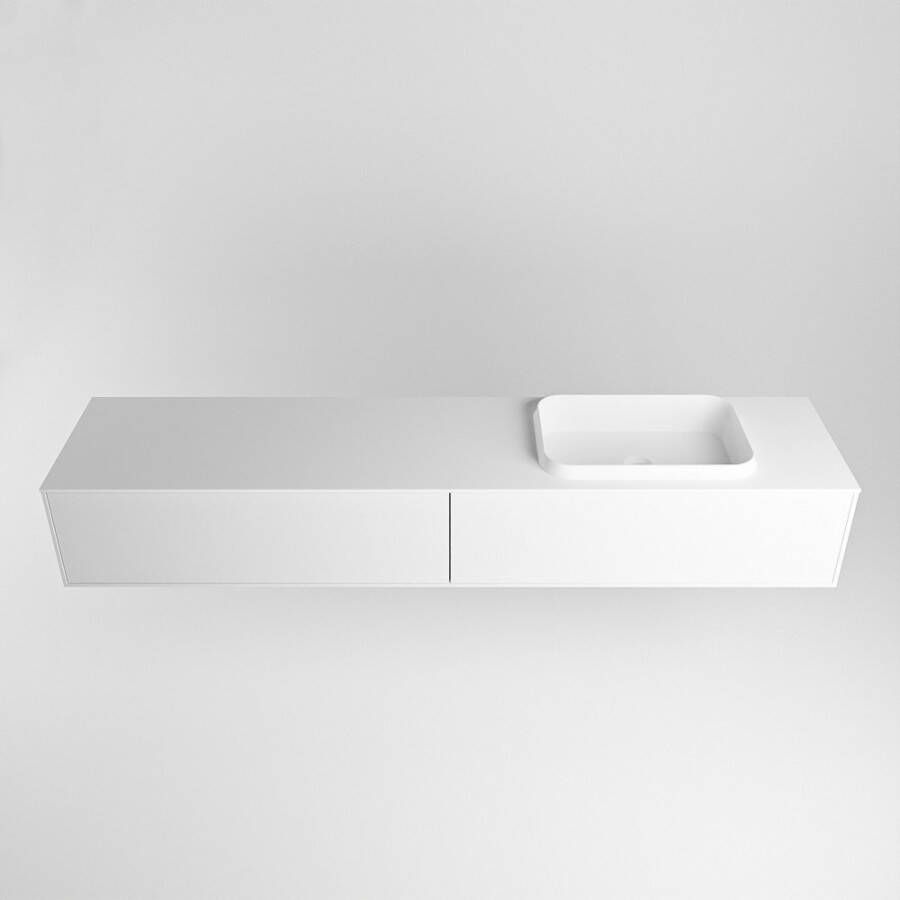 Mondiaz Erin badmeubel 200cm Talc Ridge wastafel Talc Rechts zonder kraangat