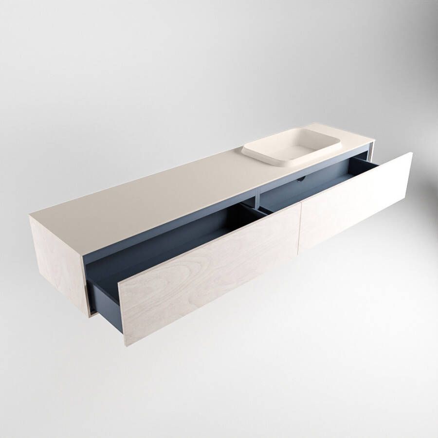 Mondiaz Erin badmeubel 200cm Underlayment Ridge wastafel Linen Rechts met 1 kraangat