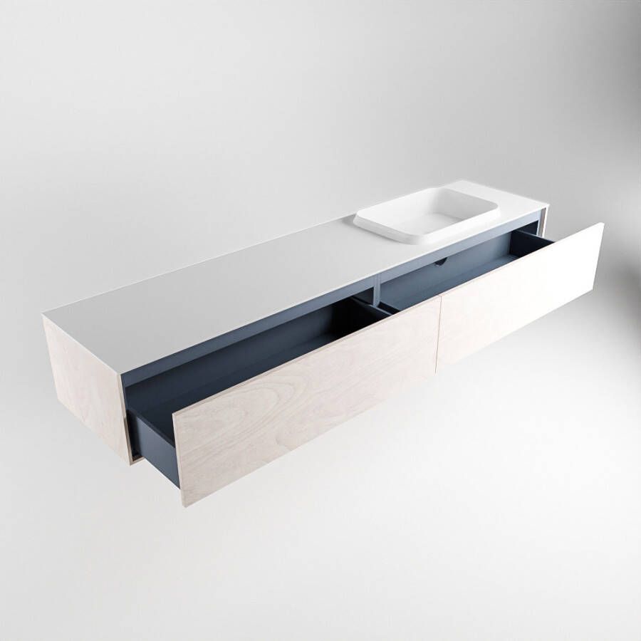 Mondiaz Erin badmeubel 200cm Underlayment Ridge wastafel Talc Rechts met 1 kraangat