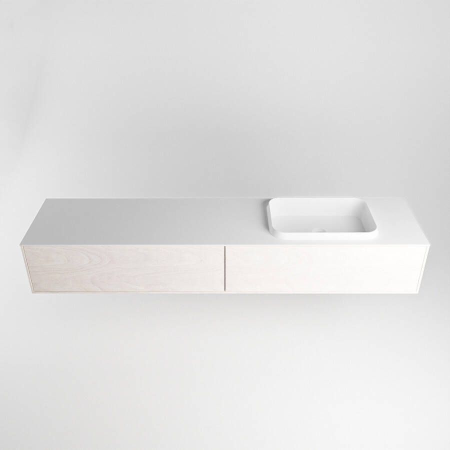 Mondiaz Erin badmeubel 200cm Underlayment Ridge wastafel Talc Rechts zonder kraangat