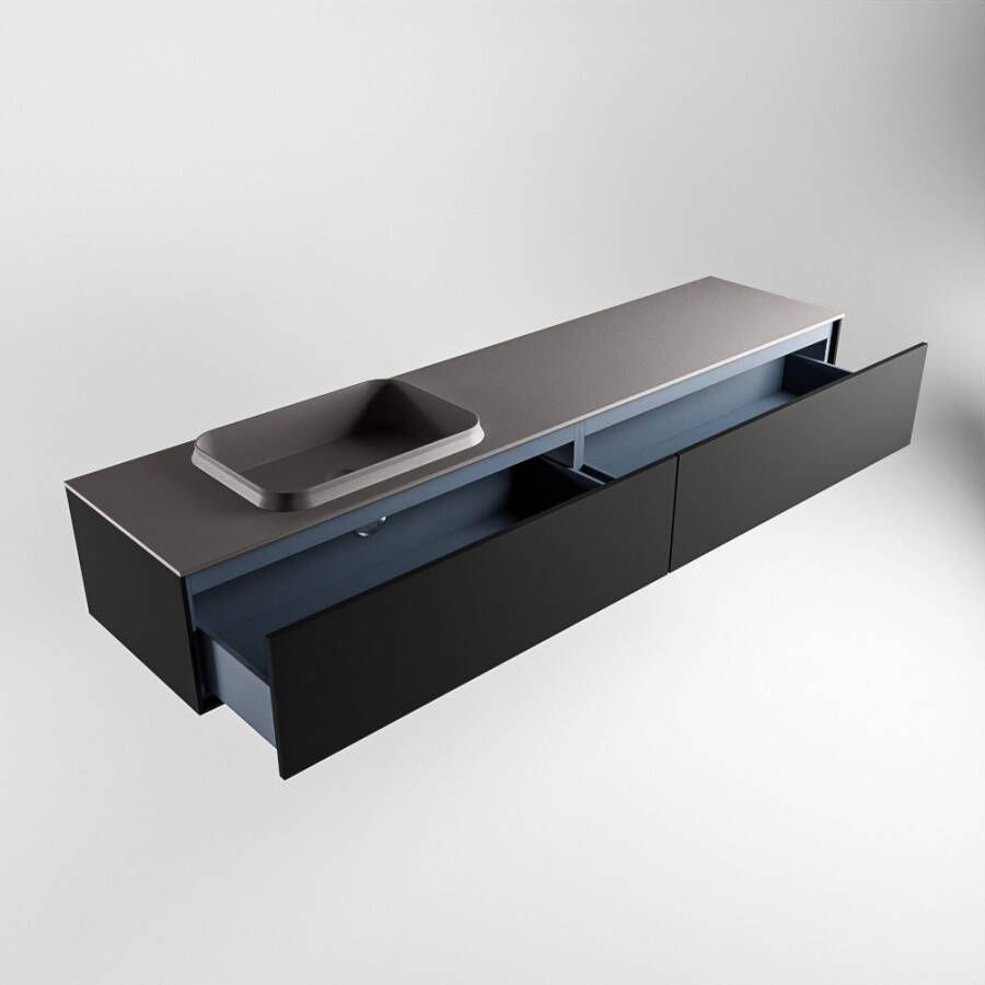 Mondiaz Erin badmeubel 200cm Urban Ridge wastafel Dark Grey Links met 1 kraangat