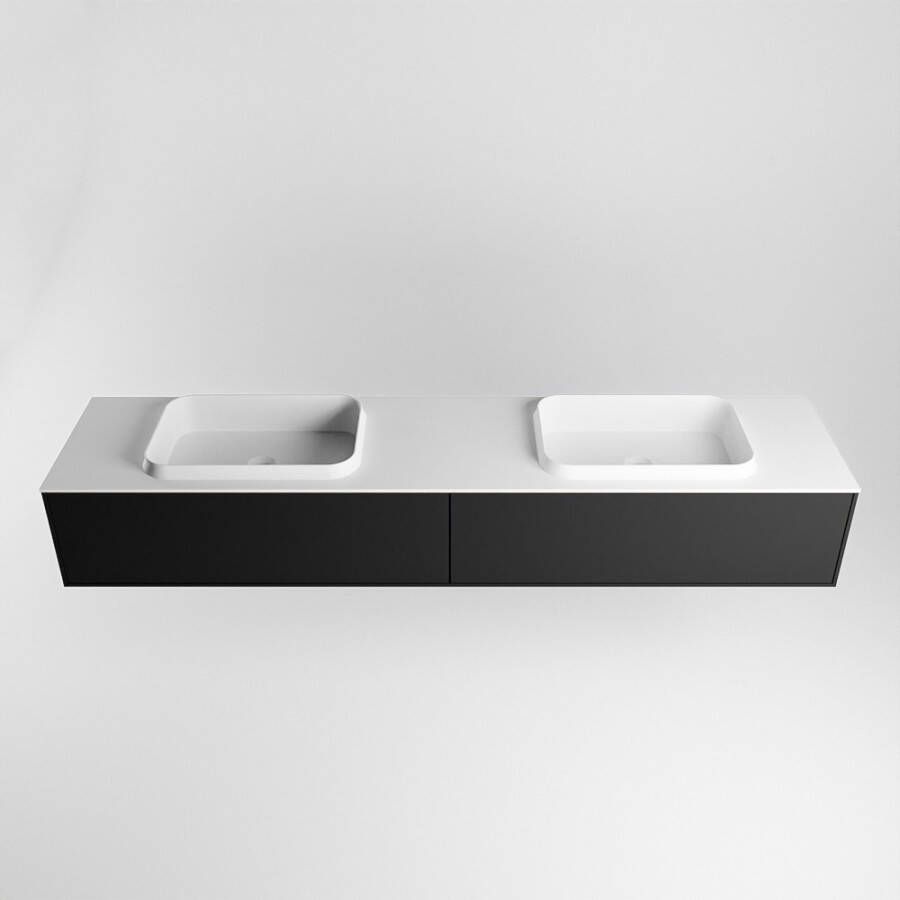 Mondiaz Erin badmeubel 200cm Urban Ridge wastafel Talc Dubbel met 2 kraangaten