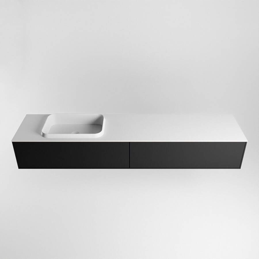 Mondiaz Erin badmeubel 200cm Urban Ridge wastafel Talc Links met 1 kraangat