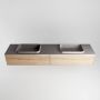 Mondiaz ERIN 200cm badmeubelset onderkast kleur Washed oak met 2 lades Wastafel RIDGE dubbel 2 kraangaten kleur Dark grey ERIN12210 - Thumbnail 4