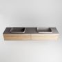Mondiaz ERIN 200cm badmeubelset onderkast kleur Washed oak met 2 lades Wastafel RIDGE dubbel zonder kraangaten kleur Dark grey ERIN12207 - Thumbnail 4