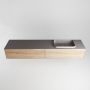 Mondiaz ERIN 200cm badmeubelset onderkast kleur Washed oak met 2 lades Wastafel RIDGE rechts 1 kraangat kleur Dark grey ERIN12209 - Thumbnail 4