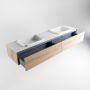 Mondiaz ERIN 200cm badmeubelset onderkast kleur Washed oak met 2 lades Wastafel RIDGE dubbel zonder kraangaten kleur Talc ERIN10711 - Thumbnail 5