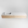 Mondiaz ERIN 200cm badmeubelset onderkast kleur Washed oak met 2 lades Wastafel RIDGE links zonder kraangaten kleur Talc ERIN10709 - Thumbnail 4