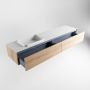Mondiaz ERIN 200cm badmeubelset onderkast kleur Washed oak met 2 lades Wastafel RIDGE links zonder kraangaten kleur Talc ERIN10709 - Thumbnail 5