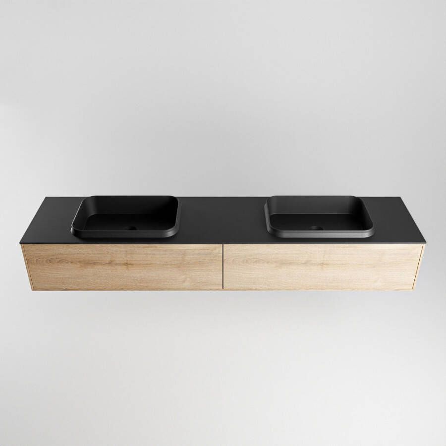 Mondiaz Erin badmeubel 200cm Washed Oak Ridge wastafel Urban Dubbel zonder kraangat
