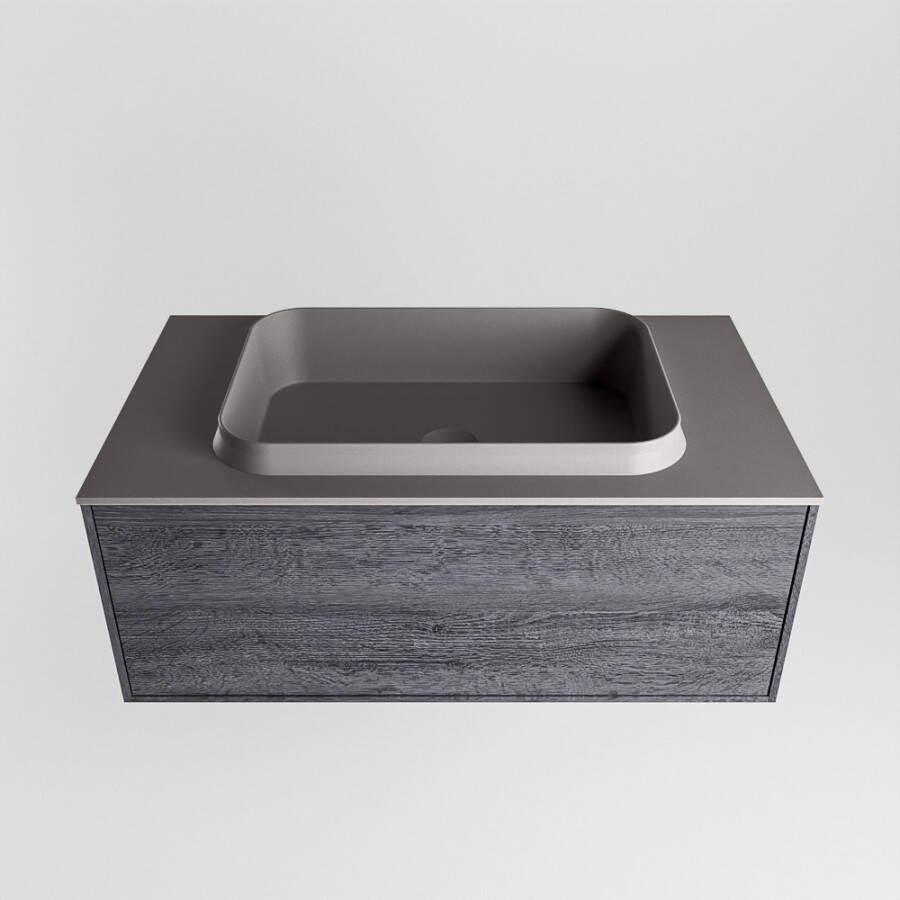 Mondiaz Erin badmeubel 80cm Antracite Ridge wastafel Dark Grey Midden zonder kraangat