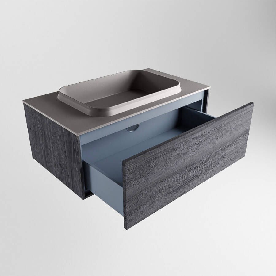 Mondiaz Erin badmeubel 80cm Antracite Ridge wastafel Dark Grey Midden zonder kraangat