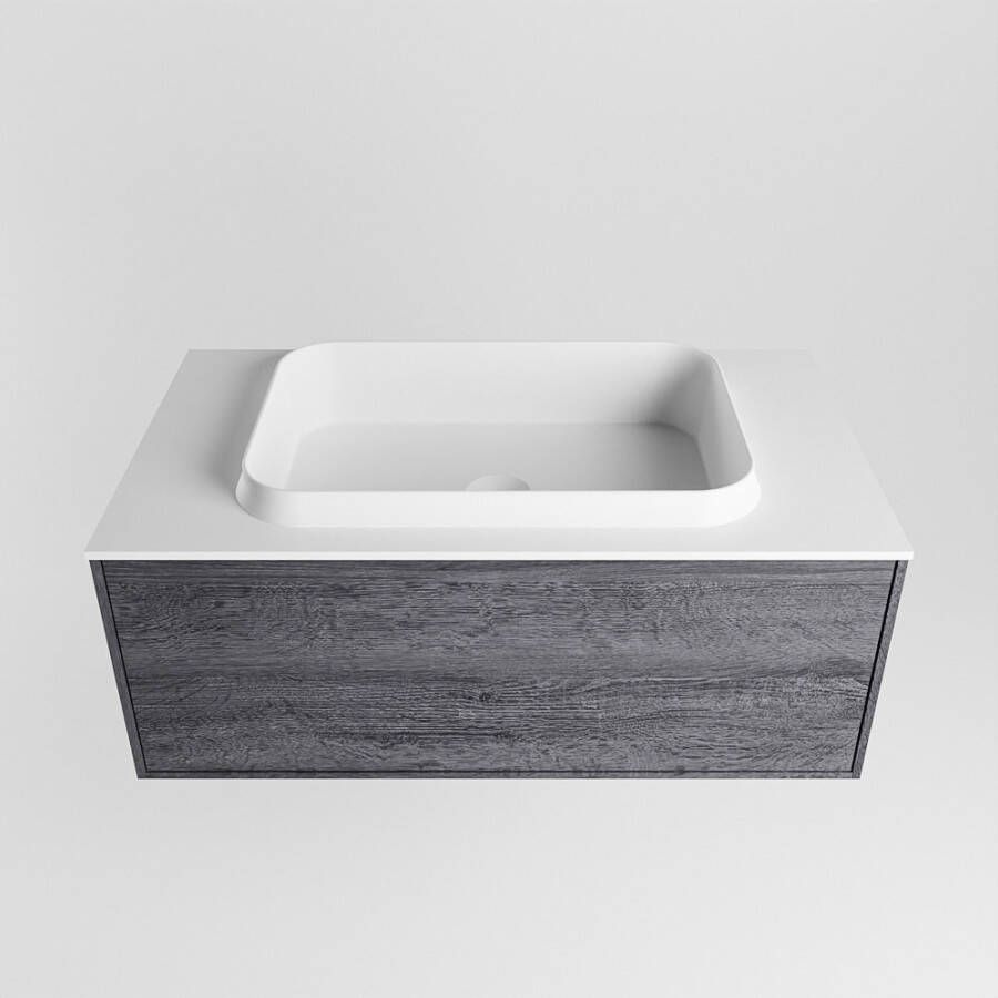Mondiaz Erin badmeubel 80cm Antracite Ridge wastafel Talc Midden zonder kraangat