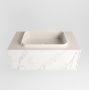 Mondiaz ERIN 80cm badmeubelset onderkast kleur carrara met 1 lade Wastafel RIDGE midden zonder kraangaten kleur Linen ERIN12959 - Thumbnail 4