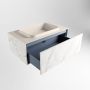 Mondiaz ERIN 80cm badmeubelset onderkast kleur carrara met 1 lade Wastafel RIDGE midden zonder kraangaten kleur Linen ERIN12959 - Thumbnail 5