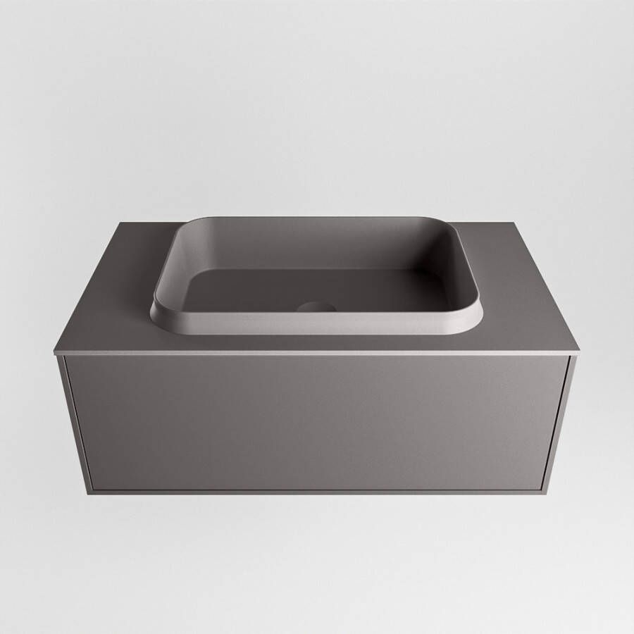 Mondiaz Erin badmeubel 80cm Dark Grey Ridge wastafel Dark Grey Midden zonder kraangat