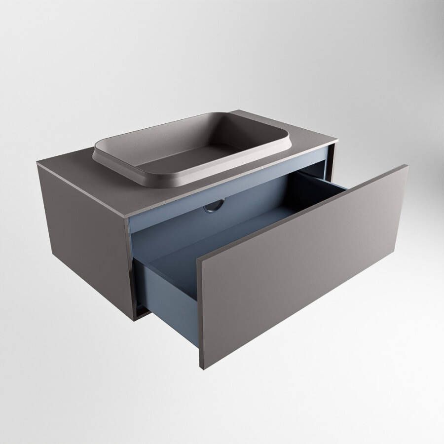 Mondiaz Erin badmeubel 80cm Dark Grey Ridge wastafel Dark Grey Midden zonder kraangat