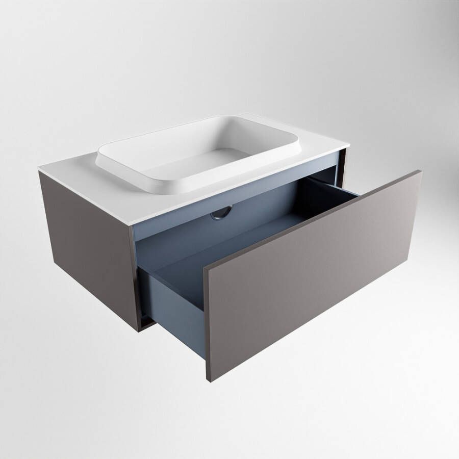 Mondiaz Erin badmeubel 80cm Dark Grey Ridge wastafel Talc Midden zonder kraangat