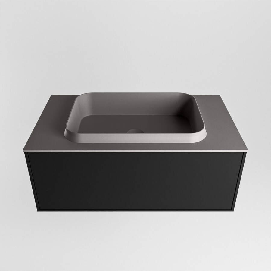 Mondiaz Erin badmeubel 80cm Urban Ridge wastafel Dark Grey Midden met 1 kraangat