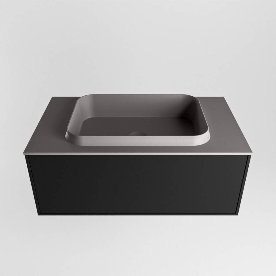 Mondiaz Erin badmeubel 80cm Urban Ridge wastafel Dark Grey Midden zonder kraangat