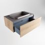 Mondiaz ERIN 80cm badmeubelset onderkast kleur Washed oak met 1 lade Wastafel RIDGE midden 1 kraangat kleur Dark grey ERIN12178 - Thumbnail 5