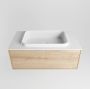 Mondiaz ERIN 80cm badmeubelset onderkast kleur Washed oak met 1 lade Wastafel RIDGE midden zonder kraangaten kleur Talc ERIN10681 - Thumbnail 4