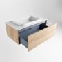 Mondiaz ERIN 80cm badmeubelset onderkast kleur Washed oak met 1 lade Wastafel RIDGE midden zonder kraangaten kleur Talc ERIN10681 - Thumbnail 5