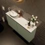 Mondiaz Fowy toiletmeubel 100x50x23cm army mat 1 kraangat wasbak: links 2 deuren solid surface met blad MDF kleur wasbak: Groen Wit FOWY59020armyarmy - Thumbnail 3