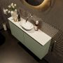 Mondiaz Fowy toiletmeubel 100x50x23cm army mat 0 kraangaten wasbak: midden 2 deuren solid surface met blad MDF kleur wasbak: Groen Wit FOWY59022armyarmy - Thumbnail 3