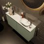 Mondiaz Fowy toiletmeubel 100x50x23cm army mat 1 kraangat wasbak: rechts 2 deuren solid surface met blad MDF kleur wasbak: Groen Wit FOWY59021armyarmy - Thumbnail 4