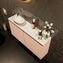 Mondiaz Fowy toiletmeubel 100x50x23cm rosee mat 0 kraangaten wasbak: links 2 deuren solid surface met blad MDF kleur wasbak: Roze Wit FOWY59023roseerosee - Thumbnail 3