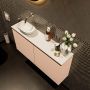 Mondiaz Fowy toiletmeubel 100x50x23cm rosee mat 0 kraangaten wasbak: links 2 deuren solid surface met blad MDF kleur wasbak: wit FOWY59023roseetalc - Thumbnail 3