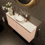 Mondiaz Fowy toiletmeubel 100x50x23cm rosee mat 0 kraangaten wasbak: midden 2 deuren solid surface met blad MDF kleur wasbak: Roze Wit FOWY59022roseerosee - Thumbnail 3